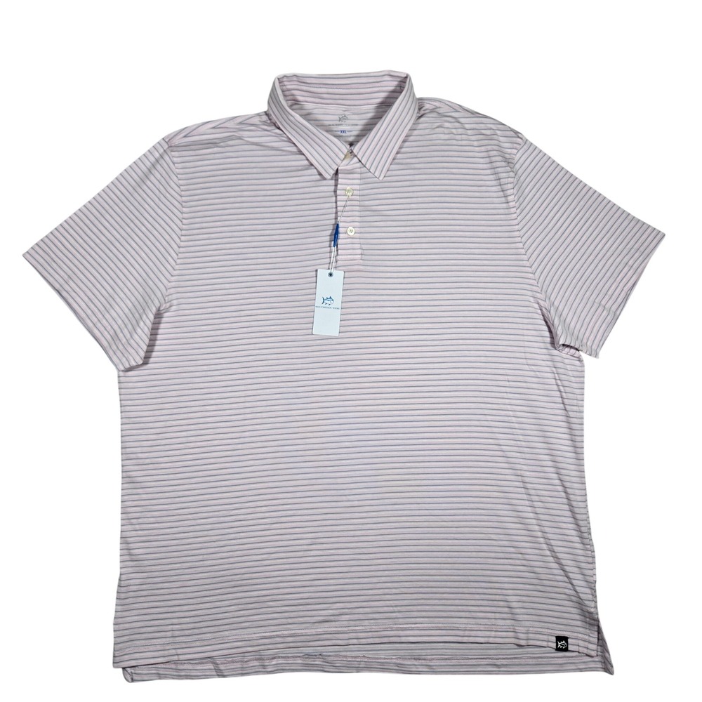 Southern Tide Seaport Kinston Stripe Polo Parfait Pink XXL 11476 Mens Shirt